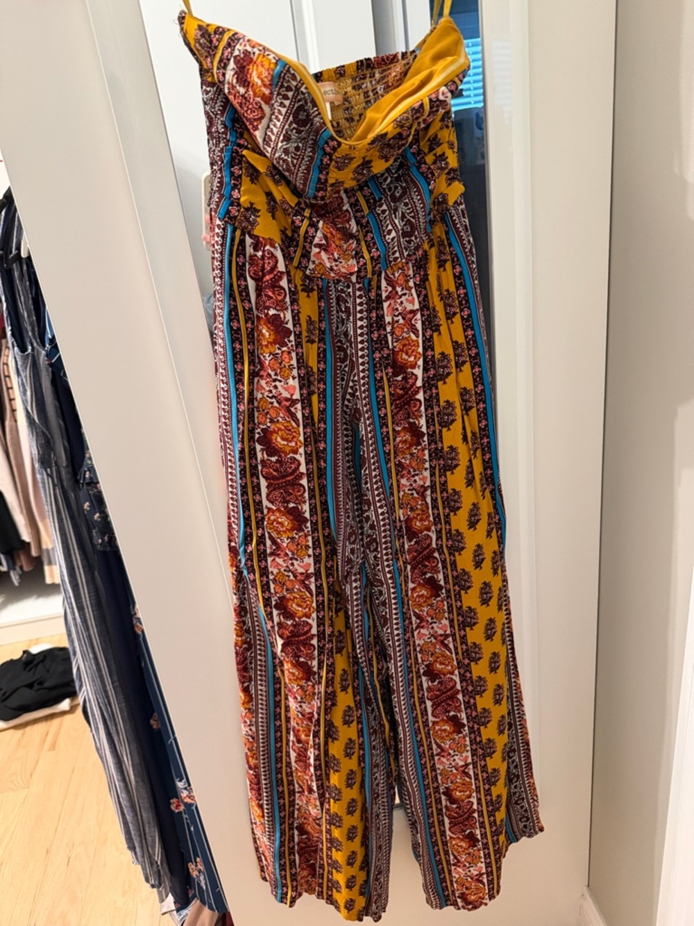 Yellow Printed Wide-Leg Jumpsuit